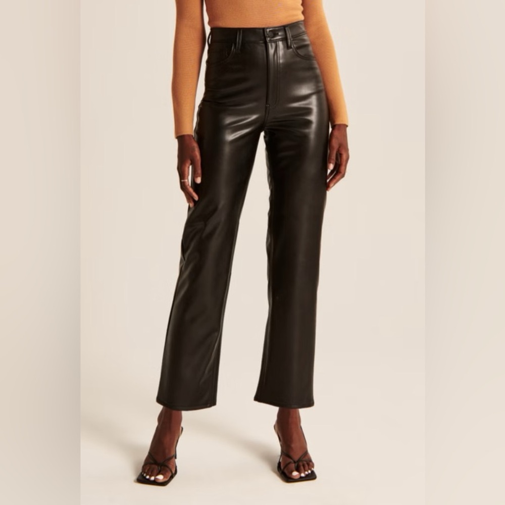 Abercrombie & Fitch Vegan Leather Ankle Straight Pant Ultra High Rise curve love